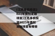 (江苏阜农投资2023年债权定融项目)江苏阜农投资2023年债权定融项目有哪些