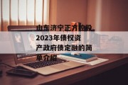 山东济宁正方控股2023年债权资产政府债定融的简单介绍