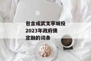 包含成武文亭城投2023年政府债定融的词条