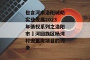 包含河南洛阳诚助实业发展2023年债权系列之洛阳市瀍河回族区杨湾村安置房项目的词条