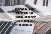 (陕西西安泾河产发投资2023融资项目)陕西西安泾河产发投资2023融资项目开工