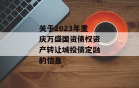 关于2023年重庆万盛国资债权资产转让城投债定融的信息