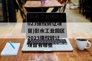 (彭水工业园区2023债权转让项目)彭水工业园区2023债权转让项目有哪些