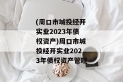 (周口市城投经开实业2023年债权资产)周口市城投经开实业2023年债权资产管理