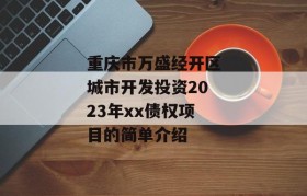 重庆市万盛经开区城市开发投资2023年xx债权项目的简单介绍