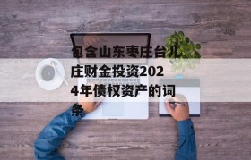 包含山东枣庄台儿庄财金投资2024年债权资产的词条