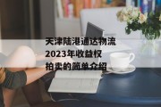 天津陆港通达物流2023年收益权拍卖的简单介绍