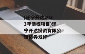 (遂宁开达2023年债权项目)遂宁开达投资有限公司债券发行