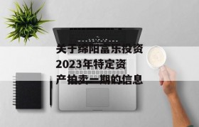 关于绵阳富乐投资2023年特定资产拍卖一期的信息