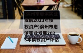 (滨州市惠滨实业发展2023年债权资产)滨州市惠滨实业发展2023年债权资产评估