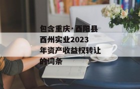 包含重庆·酉阳县酉州实业2023年资产收益权转让的词条