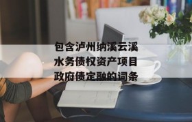 包含泸州纳溪云溪水务债权资产项目政府债定融的词条