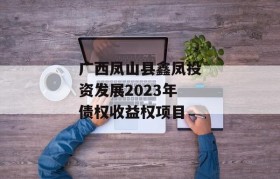 广西凤山县鑫凤投资发展2023年债权收益权项目