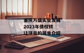 重庆万盛实业发展2023年债权转让项目的简单介绍