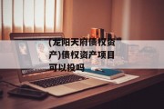 (龙阳天府债权资产)债权资产项目可以投吗