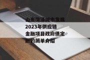 山东菏泽城市发展2023年供应链金融项目政府债定融的简单介绍