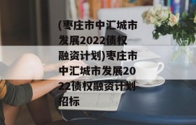 (枣庄市中汇城市发展2022债权融资计划)枣庄市中汇城市发展2022债权融资计划招标