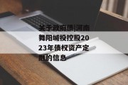 关于政府债|河南舞阳城投控股2023年债权资产定融的信息