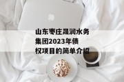 山东枣庄晟润水务集团2023年债权项目的简单介绍