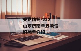 央企信托-222山东济南章丘政信的简单介绍