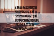 (重庆市武隆区建设投资2023年企业信用资产)重庆市武隆区建设投资2023年企业信用资产总额