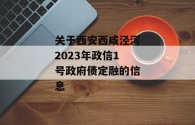 关于西安西咸泾河2023年政信1号政府债定融的信息