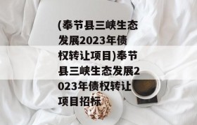 (奉节县三峡生态发展2023年债权转让项目)奉节县三峡生态发展2023年债权转让项目招标