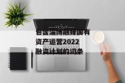 包含淄博融锋国有资产运营2022融资计划的词条