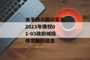 关于四川国兴实业2023年债权01-03政府城投债定融的信息