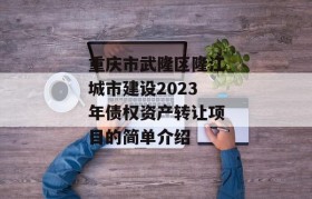 重庆市武隆区隆江城市建设2023年债权资产转让项目的简单介绍