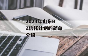 2023年山东BZ信托计划的简单介绍