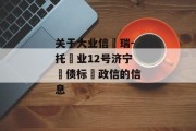 关于大业信‮瑞-托‬业12号济宁‮债标‬政信的信息