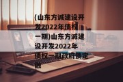 (山东方诚建设开发2022年债权一期)山东方诚建设开发2022年债权一期政府债定融