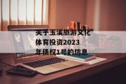 关于玉溪旅游文化体育投资2023年债权1号的信息