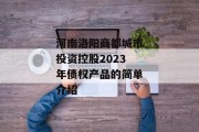 河南洛阳商都城市投资控股2023年债权产品的简单介绍