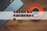 大央企信托-临沂市级标债的简单介绍