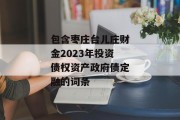 包含枣庄台儿庄财金2023年投资债权资产政府债定融的词条