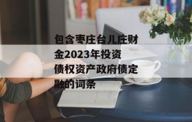 包含枣庄台儿庄财金2023年投资债权资产政府债定融的词条