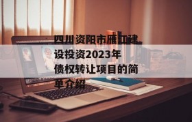 四川资阳市雁江建设投资2023年债权转让项目的简单介绍