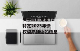 关于四川龙泉TZ特定2023年债权资产转让的信息