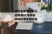 关于山东枣庄台儿庄财金01号收益权城投债定融的信息