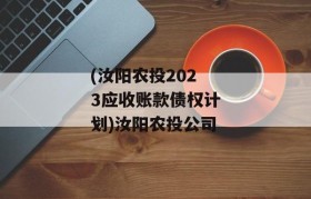 (汝阳农投2023应收账款债权计划)汝阳农投公司