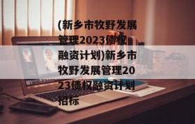 (新乡市牧野发展管理2023债权融资计划)新乡市牧野发展管理2023债权融资计划招标