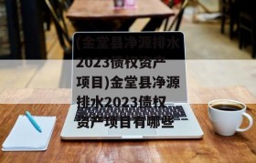 (金堂县净源排水2023债权资产项目)金堂县净源排水2023债权资产项目有哪些