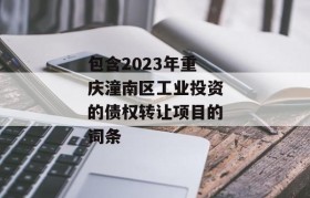 包含2023年重庆潼南区工业投资的债权转让项目的词条