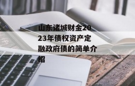 山东诸城财金2023年债权资产定融政府债的简单介绍