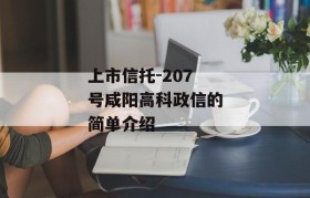 上市信托-207号咸阳高科政信的简单介绍