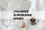 (FNGX债权项目)债权投资项目如何填列