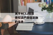 关于NCSJ投资债权资产政信定融的信息