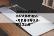 (智选X号私募证券投资基金)智选x号私募证券投资基金怎么样